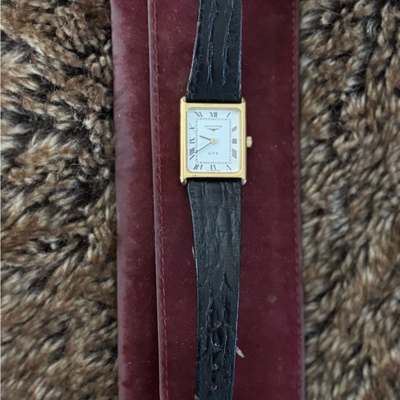 Longines Gold Case with Black Strap Ladies Watch - Picture 10 of 13